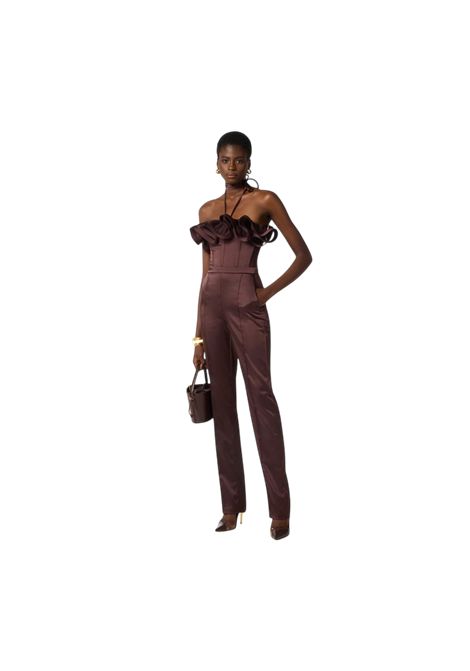 Tuta in raso stretch con maxi ruche ELISABETTA FRANCHI | Tute | TU06562E2644